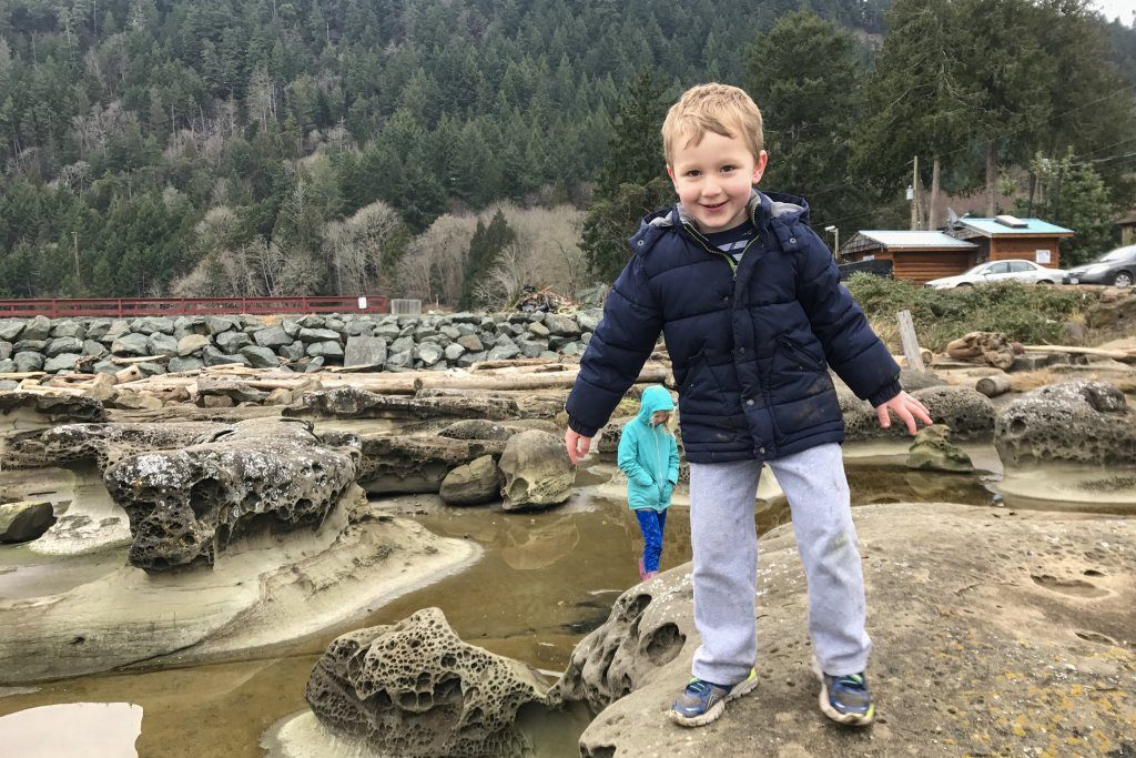 Exploring Sandstone at Ford's Cove - Hornby Island